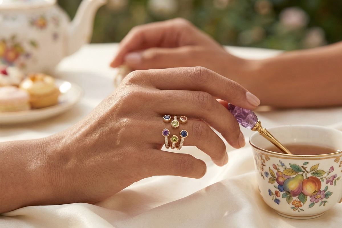 Marigold gemstone stacking rings